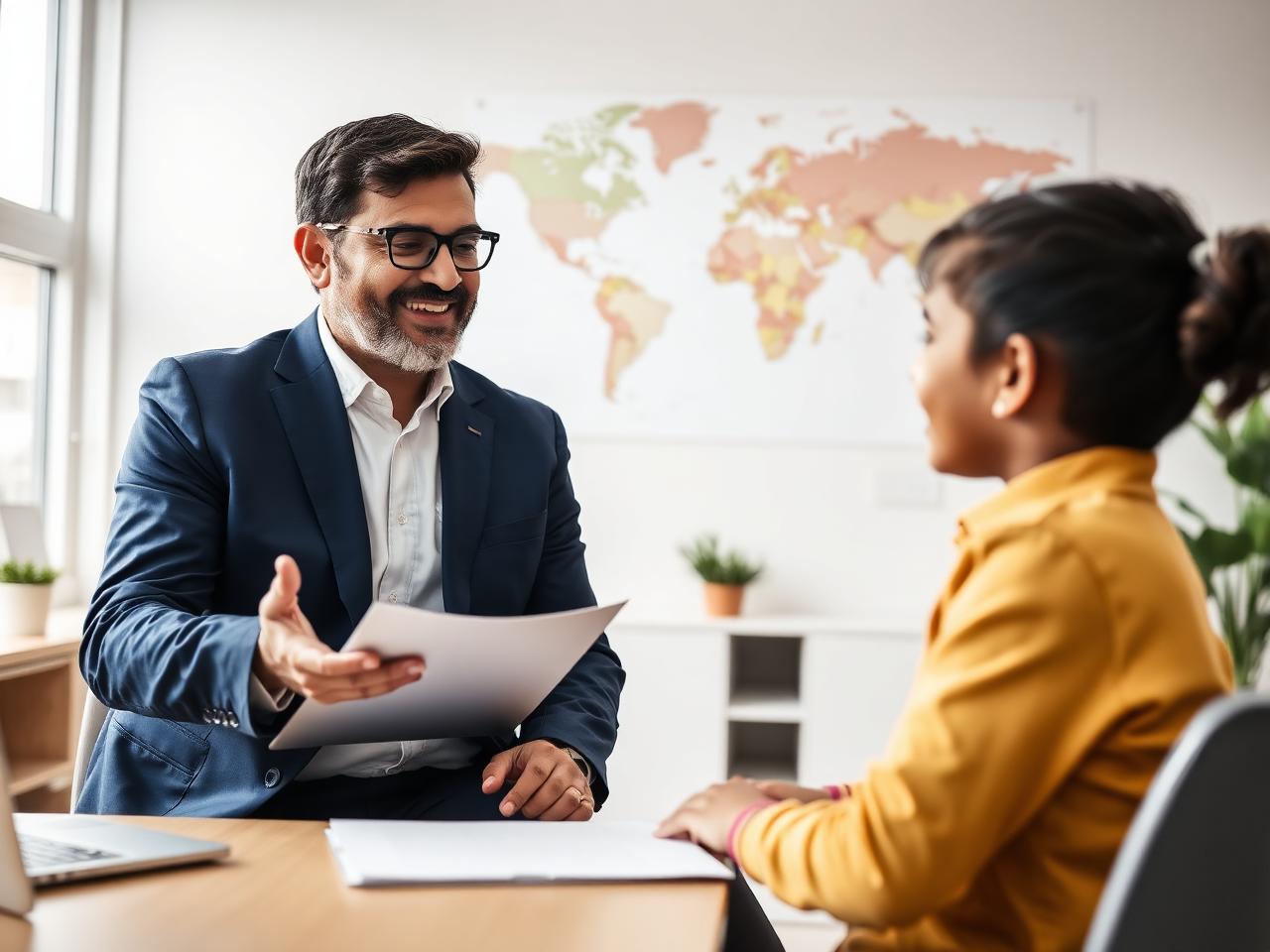 Senior counselor advising a student